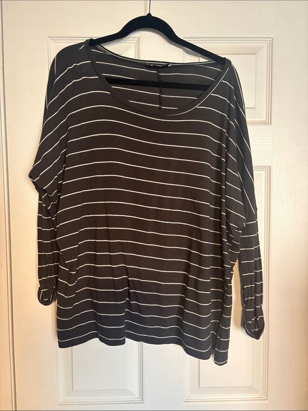 Carly Jean Los Angeles Black and White Striped Long Sleeve Tee